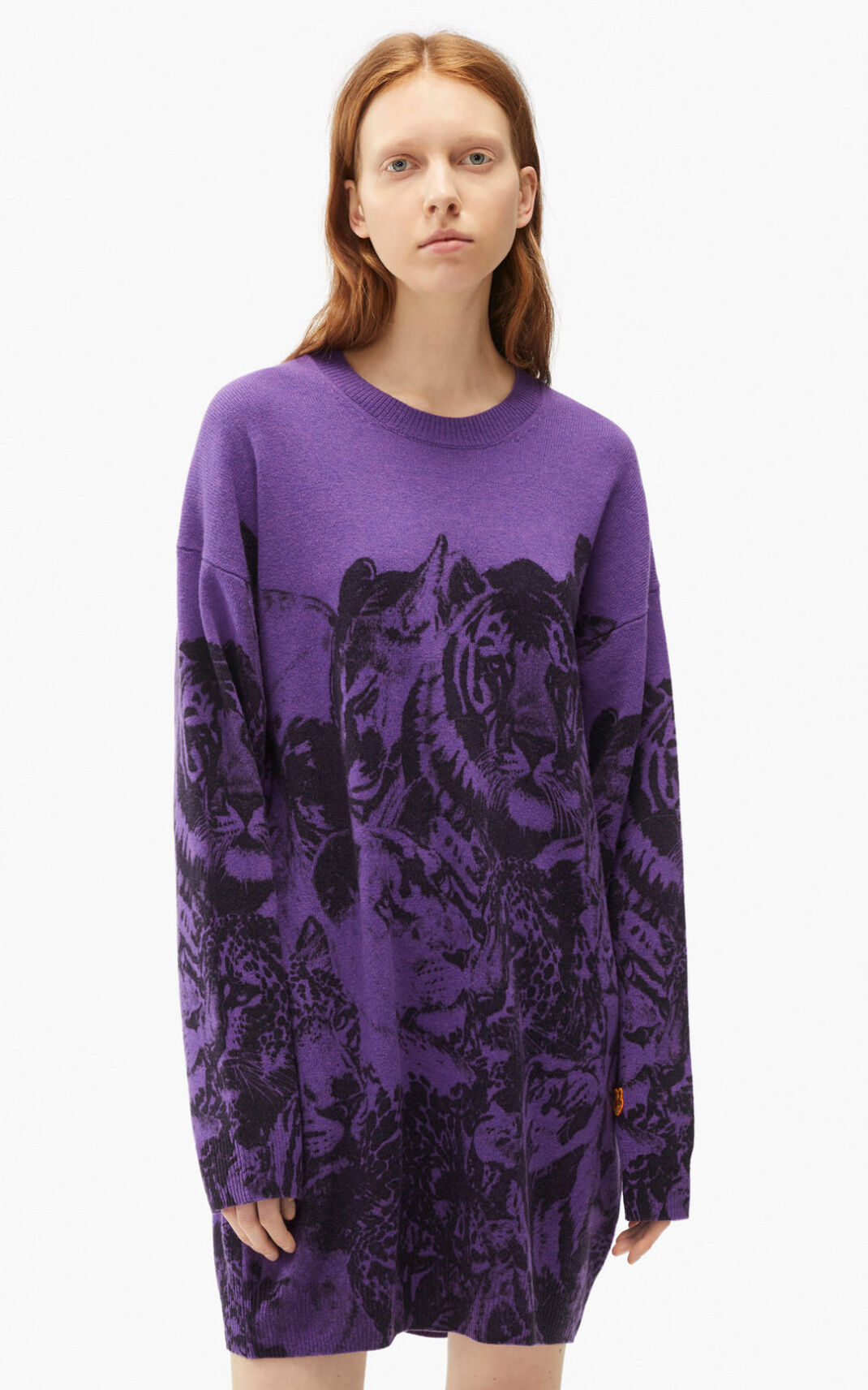Kenzo Wildtigers wool jumper Elbise Bayan Siyah | 7041-EFYXQ